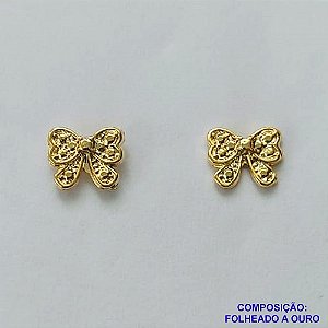 BRINCO FOLHEADO A OURO - BANHADO COM 5 MILÉSIMOS + VERNIZ DIAMOND(BRD9020) -  BRINCO DE PINO LAÇO 8MM - (OURO329)