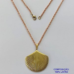 GARGANTILHA NO BRUTO PRONTA PARA O BANHO - (3.3352A1) GARGANTILHA COM CORRENTE ELO PORTUGUÊS 45CM (P154) E PINGENTE CONCHA 31X34MM - PESO TOTAL 9GR - COMPOSIÇÃO: 100% LATÃO - BRU15063