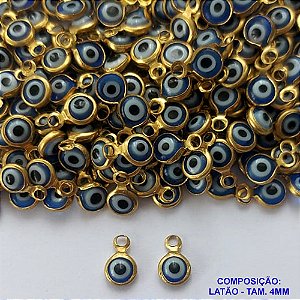 ACESSÓRIO NO BRUTO PRONTO PARA O BANHO -  (CX.05)  OLHO GREGO COM UMA ARGOLINHA 4MM - PESO  0,4GR -  (PEÇA VENDIDA POR UNIDADE) - BRU0003051