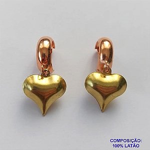 BRINCO NO BRUTO PRONTO PARA O BANHO -  (CX.129)  BRINCO DE PINO ARGOLA COM PINGENTE CORAÇÃO 27MM -  PESO TOTAL 4,6GR - BRU15071