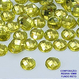 ACESSÓRIO NO BRUTO PRONTO PARA O BANHO - RESINA REDONDA FUNDO RETO 10MM AMARELA PARA BASE CHATÃO - PESO 0,3GR - COMPOSIÇÃO: RESINA (PEÇA VENDIDA POR UNIDADE) - BRU0003060