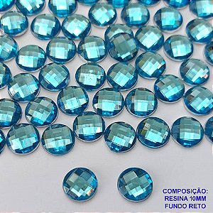 ACESSÓRIO NO BRUTO PRONTO PARA O BANHO - RESINA REDONDA FUNDO RETO 10MM AZUL CLARA PARA BASE CHATÃO - PESO 0,3GR - COMPOSIÇÃO: RESINA (PEÇA VENDIDA POR UNIDADE) - BRU0003066