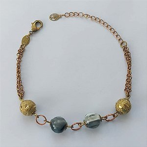 PULSEIRA NO BRUTO PRONTO PARA O BANHO - (CX.130)  PULSEIRA COM ESFERAS 17CM - COMPOSIÇÃO: LATÃO / RESINA - PESO TOTAL 5,8GR - BRU15100
