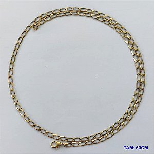 CORRENTE NO BRUTO PRONTA PARA O BANHO - CORRENTE EM LATÃO (M188)- TAMANHO 60CM - LARGURA 3MM - FECHO LAGOSTA - PESO 6,4GR - COMPOSIÇÃO: 100% LATÃO - BRU15105