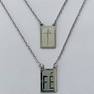 ESCAPULÁRIO EM AÇO INOXIDÁVEL -  ESCAPULÁRIO PLACA FÉ - TAMANHO: 60CM - COMPOSIÇÃO: AÇO INOXIDÁVEL - AÇO2064