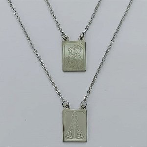 ESCAPULÁRIO EM AÇO INOXIDÁVEL -  ESCAPULÁRIO SÃO JORGE E NOSSA SENHORA APARECIDA - TAMANHO: 60CM - COMPOSIÇÃO: AÇO INOXIDÁVEL - AÇO2066