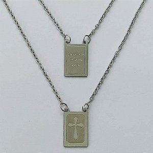 ESCAPULÁRIO EM AÇO INOXIDÁVEL -  ESCAPULÁRIO LIVRAI - NOS DO MAL AMÉM E CRUCIFIXO - TAMANHO: 60CM - COMPOSIÇÃO: AÇO INOXIDÁVEL - AÇO2070