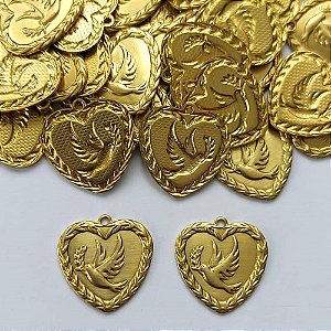 ACESSÓRIO NO BRUTO PRONTO PARA O BANHO(CX132) - (4997) PINGENTE CORAÇÃO ESPÍRITO SANTO 17MM COM UMA ARGOLINHA - PESO 1,4GR - COMPOSIÇÃO: 100% LATÃO (PEÇA VENDIDA POR UNIDADE) - BRU0003091