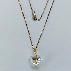 GARGANTILHA NO BRUTO PRONTA PARA O BANHO - GARGANTILHA COM CORRENTE VENEZIANA 45CM E PINGENTE BORBOLETA EM RESINA 10X14MM - PESO 3GR - BRU15182