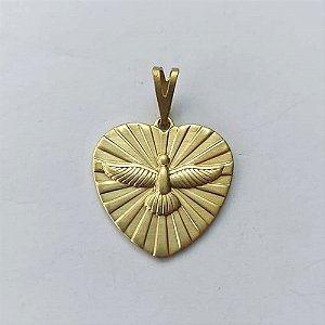 PINGENTE NO BRUTO PRONTA PARA BANHO - (5538) PINGENTE CORAÇÃO ESPÍRITO SANTO 17MM - COMPOSIÇÃO: 100% LATÃO - PESO 1,8GR - BRU15192
