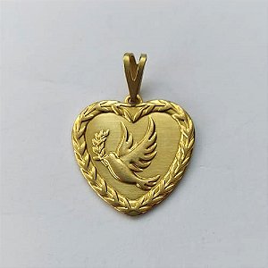 PINGENTE NO BRUTO PRONTA PARA BANHO - (4997) PINGENTE CORAÇÃO ESPÍRITO SANTO 17MM - COMPOSIÇÃO: 100% LATÃO - PESO 1,8GR - BRU15193