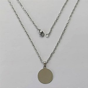 GARGANTILHA EM AÇO INOXIDÁVEL - (AÇO12) - (CX.75)  GARGANTILHA COM CORRENTE 50CM E PINGENTE CÍRCULO 16MM (PEÇA PARA GRAVAÇÃO)- COMPOSIÇÃO: AÇO INOXIDÁVEL - AÇO2101