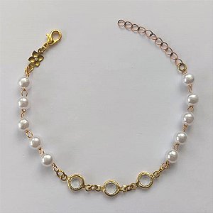 PULSEIRA NO BRUTO PRONTA PARA O BANHO - PULSEIRA COM PÉROLAS E CRISTAIS - TAMANHO 18CM - PESO 2,6GR - FECHO LAGOSTA - BRU15222