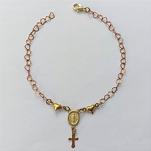 PULSEIRA NO BRUTO PRONTA PARA O BANHO -  (CX.03)  PULSEIRA COM CRUCIFIXO  - TAMANHO 18CM - PESO TOTAL 1,6GR - BRU15258