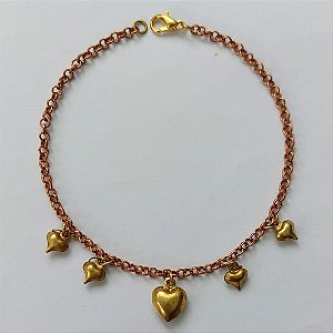 PULSEIRA NO BRUTO PRONTA PARA O BANHO -  (CX.07) PULSEIRA COM CORAÇÕES DUPLOS - TAMANHO 18CM - PESO TOTAL 2,1GR - BRU15261