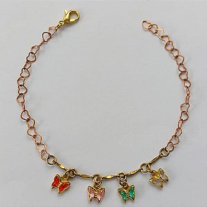 PULSEIRA NO BRUTO PRONTA PARA O BANHO -  (CX.07)  PULSEIRA COM BORBOLETAS COLORIDAS - TAMANHO 18CM - PESO TOTAL 1,9GR- BRU15271