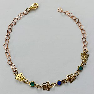 PULSEIRA NO BRUTO PRONTA PARA O BANHO -  (CX.03)  PULSEIRA COM BORBOLETAS VAZADAS - TAMANHO 18CM - PESO TOTAL 1,7GR- BRU15273