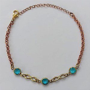 PULSEIRA NO BRUTO PRONTA PARA O BANHO -  (CX.04)  PULSEIRA COM CRISTAIS AZUIS  - TAMANHO 18CM - PESO TOTAL 2GR- BRU15278