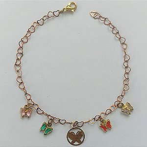 PULSEIRA NO BRUTO PRONTA PARA O BANHO - (CX.03)  PULSEIRA COM BORBOLETAS CRISTAIS  - TAMANHO 18CM - PESO TOTAL 1,7GR- BRU15279