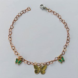 PULSEIRA NO BRUTO PRONTA PARA O BANHO -  (CX.04)  PULSEIRA COM BORBOLETAS  - TAMANHO 18CM - PESO TOTAL 1,9GR- BRU15281