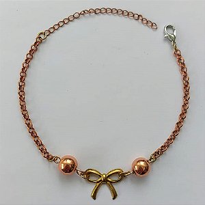 PULSEIRA NO BRUTO PRONTA PARA O BANHO -  (CX.04)  PULSEIRA COM ESFERAS E LACINHO - TAMANHO 18CM - PESO TOTAL 1,6GR- BRU15283