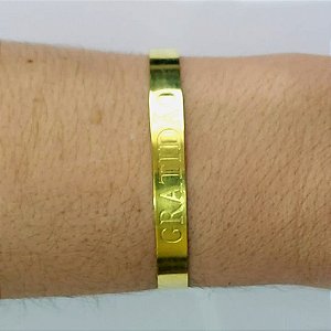 PULSEIRA (BRACELETE) EM LATÃO - (3.2419G) BRACELETE COM PALAVRA GRATIDÃO - LARGURA 7MM PESO: 5,5GR - COMPOSIÇÃO: 100% LATÃO - BRU15287