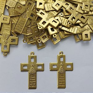 ACESSÓRIO NO BRUTO PRONTO PARA O BANHO - (3.1001) CRUCIFIXO NOSSA SRA APARECIDA DETALHE VAZADO 21X29MM - PESO TOTAL 1,4GR - BRU15289
