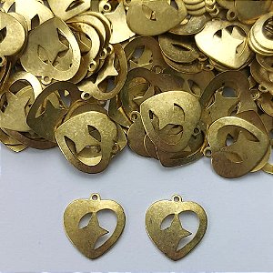 ACESSÓRIO NO BRUTO PRONTO PARA O BANHO - (V1112) CORAÇÃO VAZADO COM ESTRELA 15MM - PESO TOTAL 0,4GR - BRU0003107