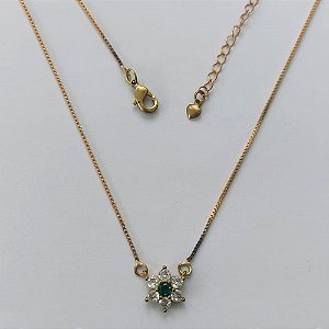 GARGANTILHA NO BRUTO PRONTA PARA O BANHO - (CX..134)  (ACS001674 C296) GARGANTILHA COM CORRENTE VENEZIANA COM PINGENTE FLOR CRAVEJADO EM ZIRCÔNIAS 10MM - PESO: 3GR - COMPOSIÇÃO: 100% LATÃO - BRU15361