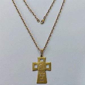 GARGANTILHA NO BRUTO PRONTA PARA O BANHO - (3.1032) GARGANTILHA COM CORRENTE - TAMANHO: 70CM COM PINGENTE CRUCIFIXO 27X38MM - PESO: 10,9GR - BRU15407