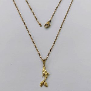 GARGANTILHA NO BRUTO PRONTA PARA O BANHO - (2961) GARGANTILHA COM CORRENTE CADEADO 45CM E PINGENTE SEREIA 20MM - PESO: 1,6GR - COMPOSIÇÃO: 100% LATÃO - BRU15434