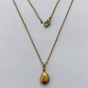 GARGANTILHA NO BRUTO PRONTA PARA O BANHO - (E460/3) GARGANTILHA COM CORRENTE CADEADO 45CM E PINGENTE GOTA DUPLA COM PALAVRAS DEUS E FÉ 13MM - PESO: 1,4GR - COMPOSIÇÃO: 100% LATÃO - BRU15436