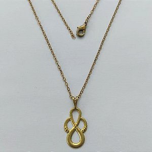 GARGANTILHA NO BRUTO PRONTA PARA O BANHO - (V2674) GARGANTILHA COM CORRENTE CADEADO 45CM E PINGENTE INFINITO 22MM - PESO: 1,5GR - COMPOSIÇÃO: 100% LATÃO - BRU15442
