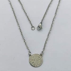 GARGANTILHA EM AÇO INOXIDÁVEL - (CX.134)  GARGANTILHA COM CORRENTE 45CM E PINGENTE SÃO BENTO 14MM - COMPOSIÇÃO: AÇO INOXIDÁVEL - AÇO2106