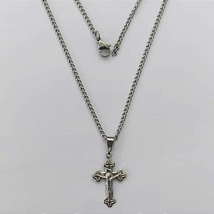 GARGANTILHA EM AÇO INOXIDÁVEL - GARGANTILHA COM CORRENTE 45CM E PINGENTE CRUCIFIXO 22MM - COMPOSIÇÃO: AÇO INOXIDÁVEL - AÇO2108