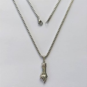 GARGANTILHA EM AÇO INOXIDÁVEL(CX117) -  GARGANTILHA COM CORRENTE( ACO1035) 50CM E PINGENTE FIGA 8X23MM - COMPOSIÇÃO: AÇO INOXIDÁVEL - AÇO2116