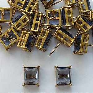 BRINCO NO BRUTO PRONTO PARA O BANHO - BRINCO DE PINO COM ZIRCÔNIA LILÁS RETANGULAR 8X10CM - PESO TOTAL 2.8GR - BRU15509