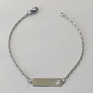 PULSEIRA EM AÇO INOXIDÁVEL(CX25) (AÇO12) - PULSEIRA CHAPINHA DESENHADA CORAÇÃO 27MM TAMANHO 18CM - LARGURA 6MM - FECHO LAGOSTA - COMPOSIÇÃO: AÇO INOXIDÁVEL - AÇO2121