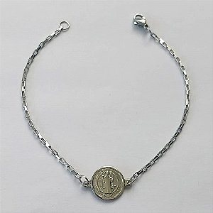 PULSEIRA EM AÇO INOXIDÁVEL(CX69) (ACO1012) - PULSEIRA SÃO BENTO 12MM TAMANHO 18CM  - FECHO LAGOSTA - COMPOSIÇÃO: AÇO INOXIDÁVEL - AÇO2135