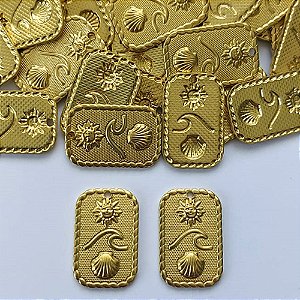 ACESSÓRIO NO BRUTO PRONTO PARA BANHO - (4683) (CX.09) PLACA COM SOL ONDA E CONCHA 20MM - PESO: 2,1GR - (VALOR UNITÁRIO) BRU0003142