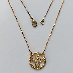 GARGANTILHA NO BRUTO PRONTO PARA O BANHO(CX37) - GARGANTILHA COM CORRENTE VENEZIANA 45CM - PINGENTE ANJINHO COM MICRO ZIRCÔNIAS 16MM - PESO TOTAL 3,5GR - BRU15552