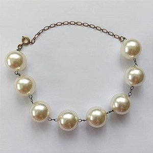 PULSEIRA NO BRUTO PRONTO PARA O BANHO (CX31) - PULSEIRA PÉROLAS 15MM   - TAMANHO 19CM + EXTENSOR  - PESO: 17,9GR - BRU15567