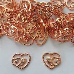 BRINCO NO BRUTO PRONTO PARA O BANHO -(KCG01)(CX88) (CRIS) BRINCO DE PINO CORAÇÃO VAZADO COM ZIRCÔNIAS 16MM - PESO TOTAL: 2,1GR - BRU15572