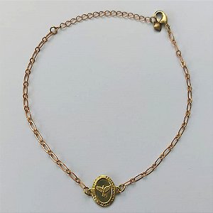 PULSEIRA NO BRUTO PRONTA PARA O BANHO  (CX.25) (3.1476A2) PULSEIRA COM PINGENTE ESPÍRITO SANTO 18CM + EXTENSOR - PESO TOTAL 1,2GR - BRU15588