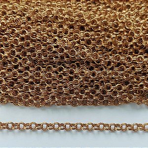 CORRENTE NO BRUTO PRONTA PARA O BANHO - (L-1067D) (CX.136)  CORRENTE COM ELOS DUPLOS 4MM - COMPOSIÇÃO: LATÃO - (VENDIDA POR METRO) - BRU15600