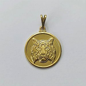 PINGENTE NO BRUTO PRONTO PARA O BANHO - (5007) PINGENTE REDONDO TIGRE 20MM - PESO: 1,9GR - COMPOSIÇÃO: 100% LATÃO - BRU15604