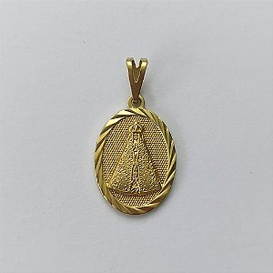 PINGENTE NO BRUTO PRONTO PARA O BANHO - (4354) PINGENTE OVAL NOSSA SRA APARECIDA 18MM - PESO: 1,3GR - COMPOSIÇÃO: 100% LATÃO - BRU15605