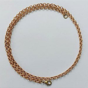 CORRENTE NO BRUTO PRONTA PARA O BANHO - (L-1067D) CORRENTE COM ELOS DUPLOS - TAMANHO 60CM - LARGURA 4MM - FECHO LAGOSTA - PESO 13,4GR - COMPOSIÇÃO: 100% LATÃO - BRU15619