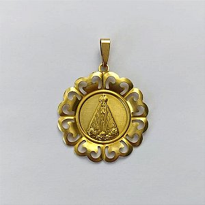 PINGENTE NO BRUTO PRONTO PARA O BANHO - (551) PINGENTE MEDALHA NOSSA SRA APARECIDA 29MM - PESO: 1,9GR - COMPOSIÇÃO: 100% LATÃO - BRU15667