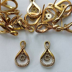 BRINCO NO BRUTO PRONTO PARA O BANHO -  (CX.136) (BX002906W) BRINCO DE PINO CRAVEJADO EM MICROS ZIRCÔNIAS 17MM - PESO: 1,8GR - COMPOSIÇÃO: LATÃO / ZIRCÔNIA - BRU15726